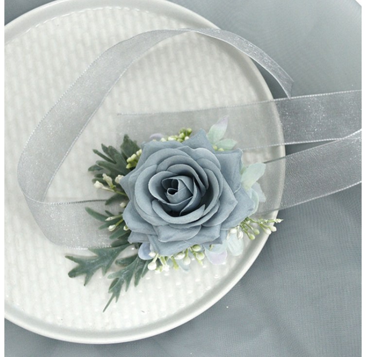 데이소이 브라이덜 샤워 웨딩 꽃팔찌 파티용품, 블루, 5개