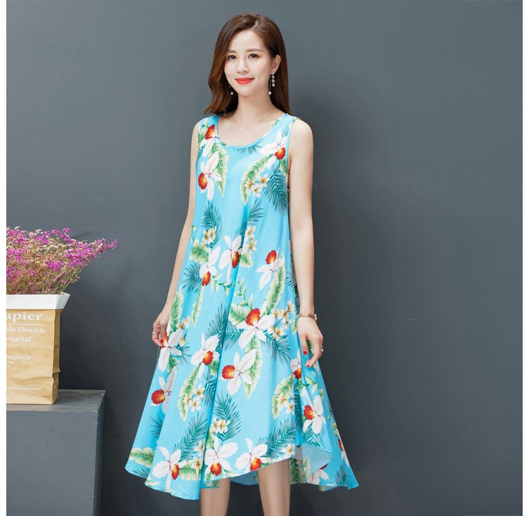 시원한 여름 휴양지 순면 민소매 나시 원피스