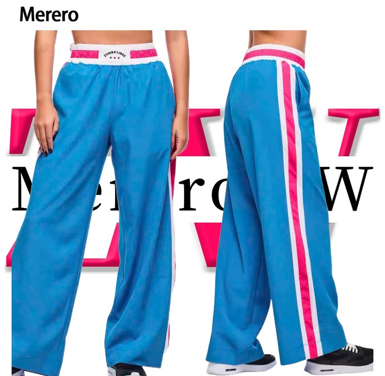 Merero ZW 줌바 댄스 의상 헬스복 댄스 체조 루즈핏 속건 사이드 배색  트레이닝 바지 팀 유니폼 에어로빅복 재즈 댄스 줌바 댄스 바지