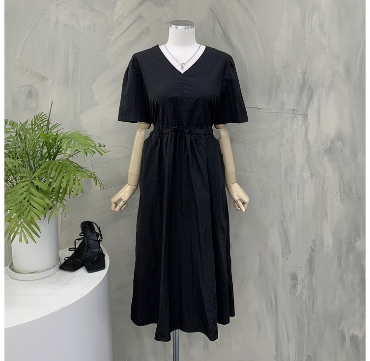 행복여 피렌체 아노락 소재 허리스트링 포켓 바스락 원피스