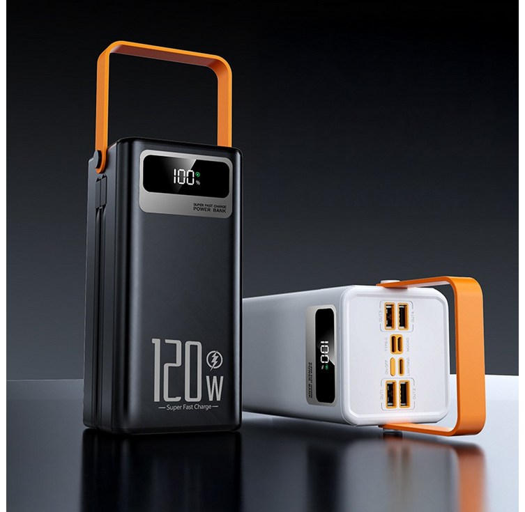 초고속충전 100000mAh 초대용량 보조배터리 야외 캠핑 차박 낚시, 화이트