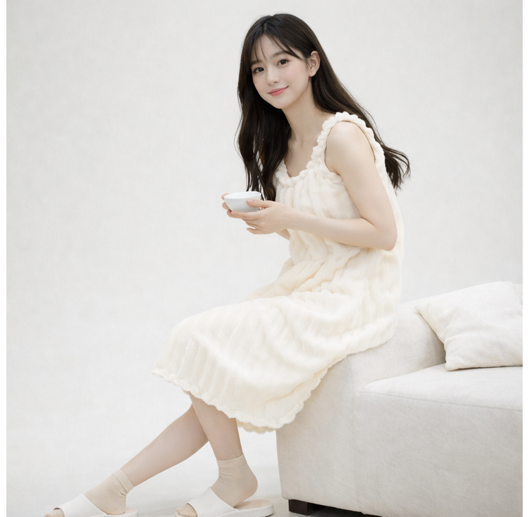 여성 극세사 샤워가운 호텔 오픈형 목욕가운 흡수력 좋은 홈웨어 로브