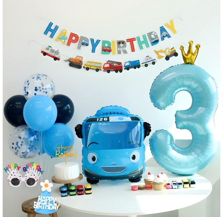 타요풍선 생일파티세트 숫자풍선