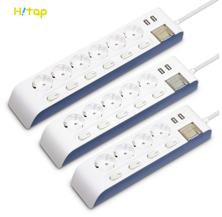 SPK 현대일렉트릭 2800W 안전 멀티탭 개별 스위치 USB포트 과부하차단 안전커버 증정, 1개