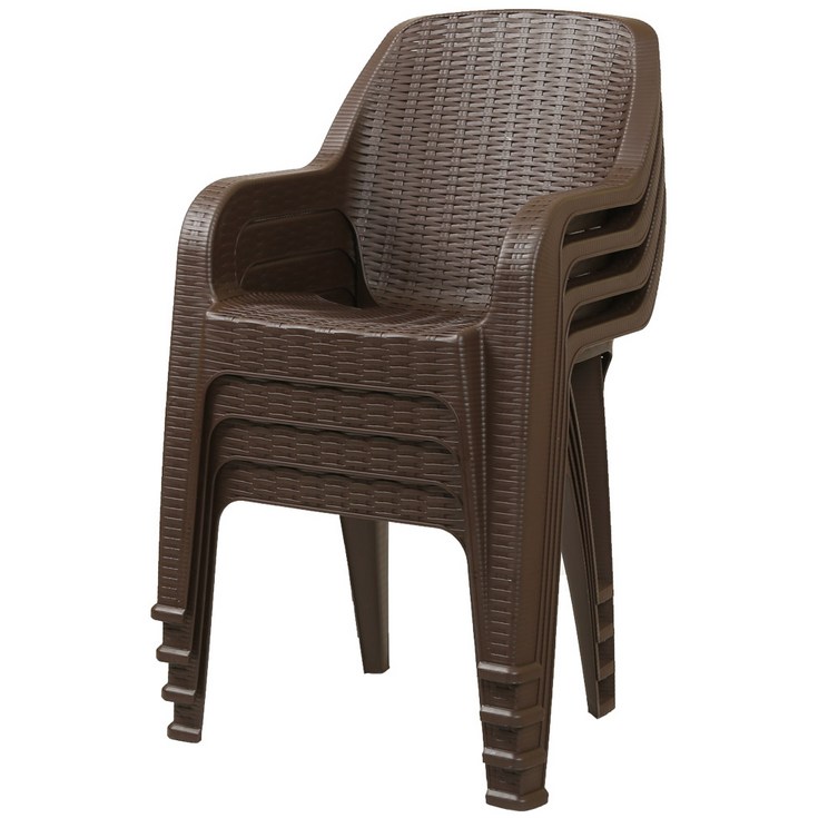 지오리빙 창신 라탄팔걸이 플라스틱 의자 4개 체어 야외 카페 업소용 펜션 비치 프라스틱