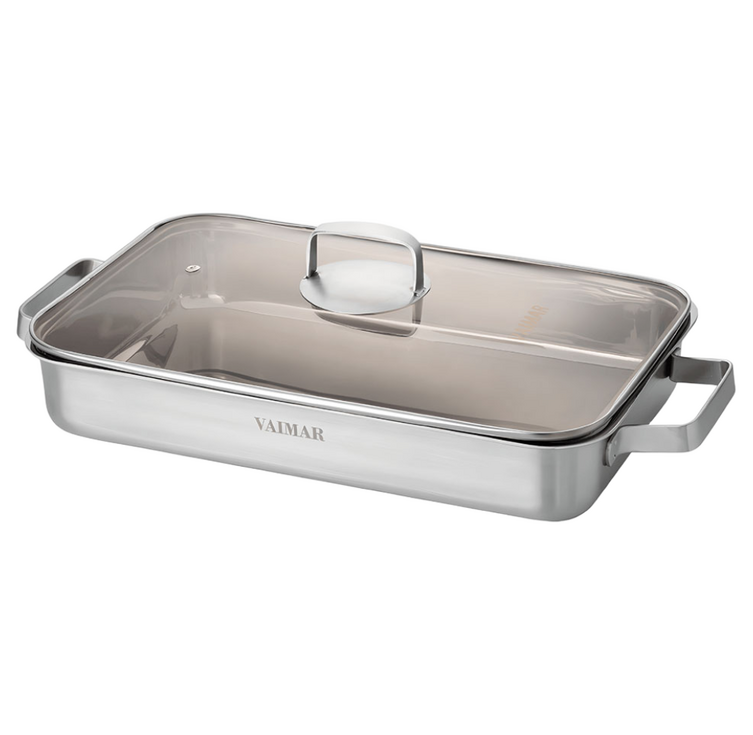 홈파티 필수템 IH 스텐 인덕션호환 와이드 직사각팬 냄비유리뚜껑