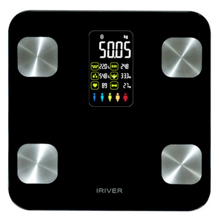 아이리버 대형 LCD 스마트 인바디 체중계, BFL303B, 블랙