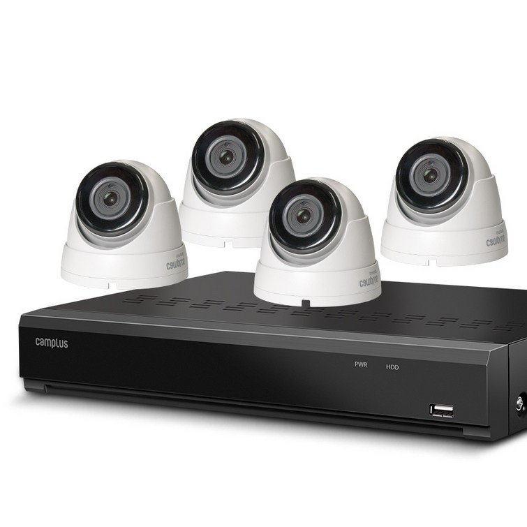 캠플러스 500만화소 돔 CCTV 카메라 실내용 4p 4채널 녹화기 세트