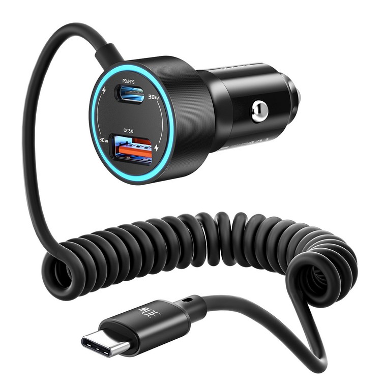 Toocki 60W PD3.0QC3.0TypeC 3 in 1 반투명 고속 차량용 충전기 Toocki 60W PD3.0QC3.0TypeC 3 in 1 반투명 고속 차량용 충전기