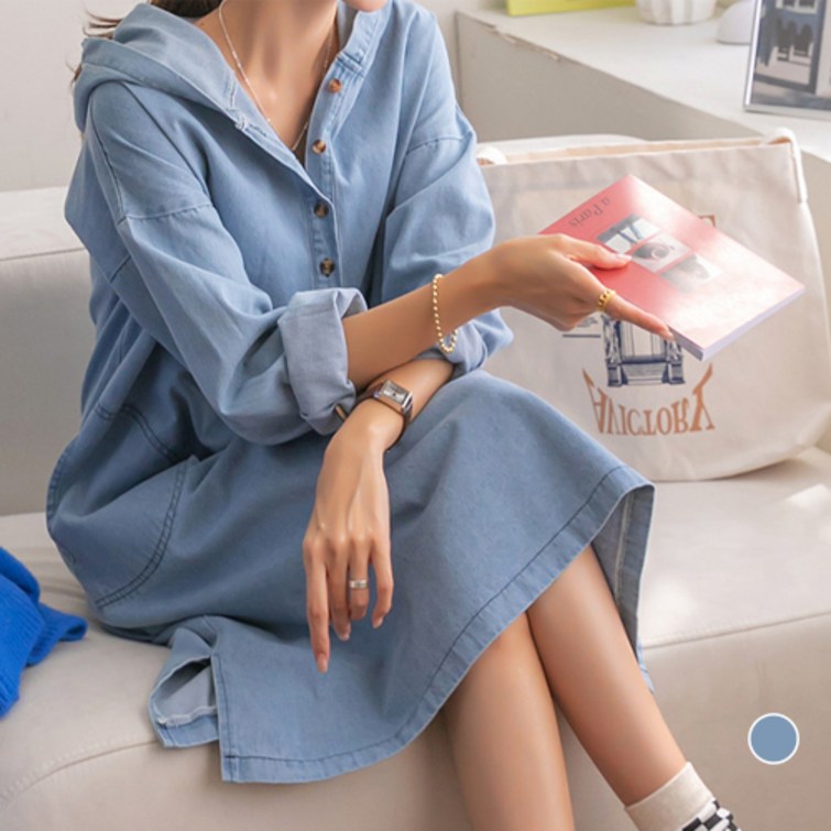 나크21 5588 데일리 후드 데님 원피스 NK21O4