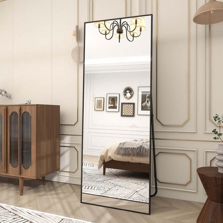 BEAUTYPEAK 1610mm x 520mm 전신거울, 홈짐 운동방 대형 전신 거울, 수직으로 매달리거나 벽에 기대어 전신거울, 알루미늄합금 얇은 테두리 거울, 침실, 탈의실, 블랙 BEAUTYPEAK 1610mm x 520mm 전신거울, 홈짐 운동방 대형 전신 거울, 수직으로 매달리거나 벽에 기대어 전신거울, 알루미늄합금 얇은 테두리 거울, 침실, 탈의실, 블랙